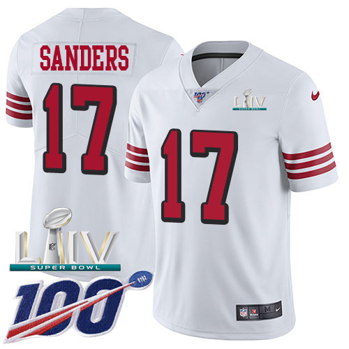 San Francisco 49ers Nike #17 Emmanuel Sanders White Super Bowl LIV 2020 Rush Youth Stitched NFL Limited 100th Season Jersey